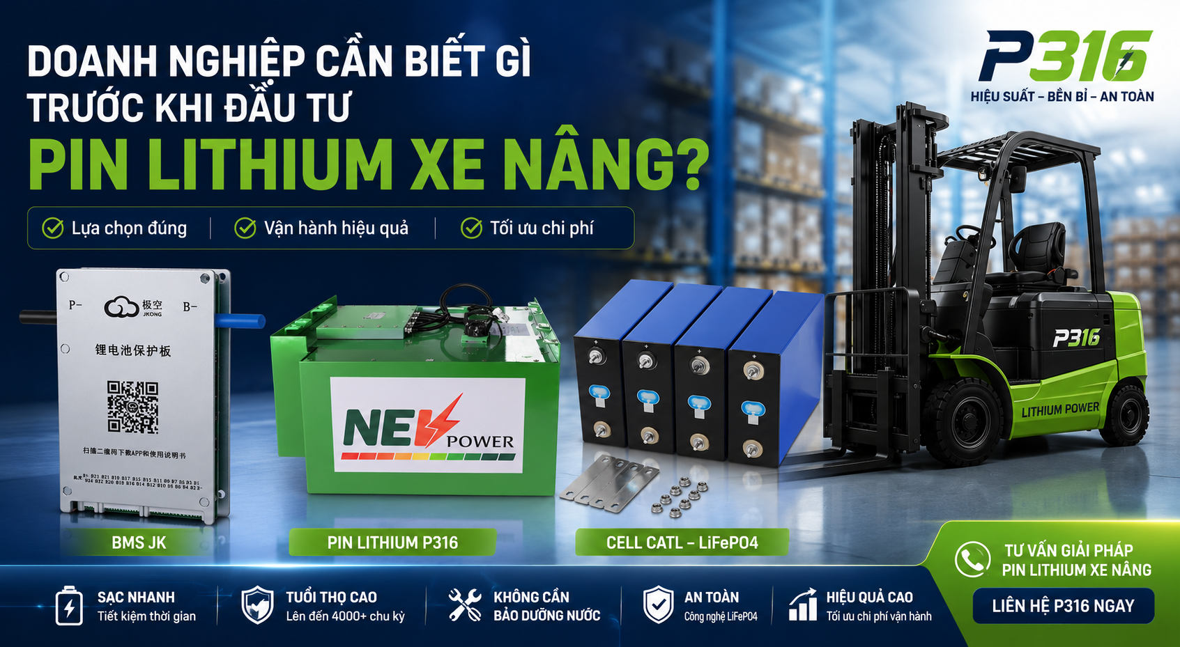 Kinh nghiệm chọn đơn vị cung cấp pin Lithium xe nâng uy tín 2026